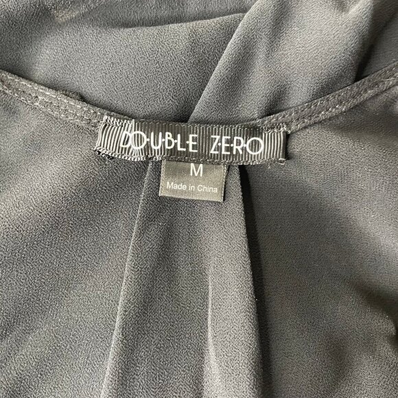 Double Zero Lace Faux Leather Floral Back/ Triple Snap Sleeve Tunic Blouse Med - Picture 5 of 9